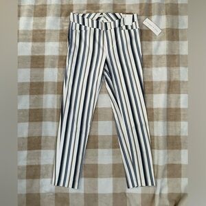 Cooper & Ella Navy and Cream Striped Pants Slim Leg NWT Size 8